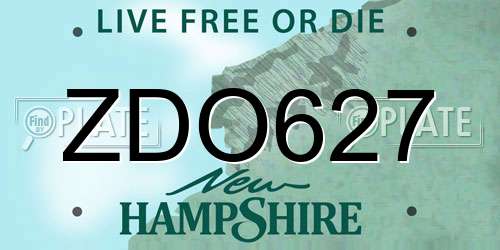 ZDO627 New Hampshire License Plate