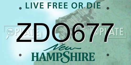 ZDO677 New Hampshire License Plate