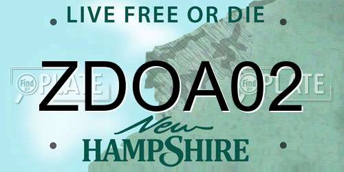 ZDOA02 New Hampshire License Plate