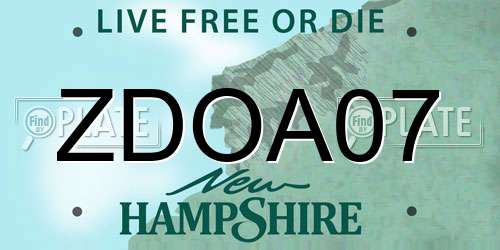 ZDOA07 New Hampshire License Plate