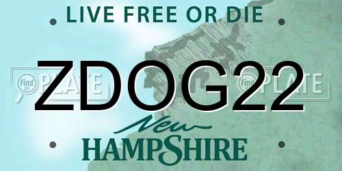 ZDOG22 New Hampshire License Plate