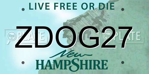 ZDOG27 New Hampshire License Plate