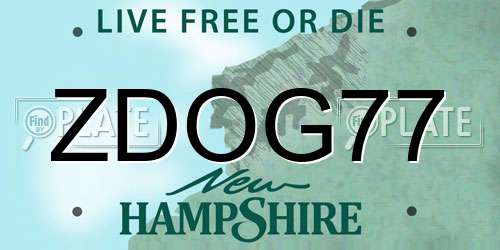 ZDOG77 New Hampshire License Plate