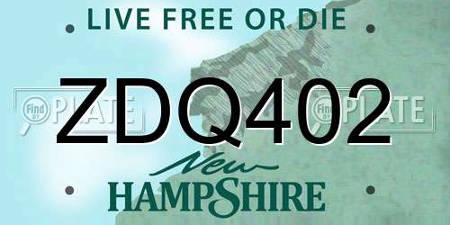ZDQ402 New Hampshire License Plate