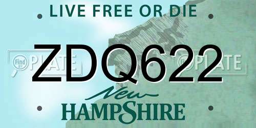 ZDQ622 New Hampshire License Plate