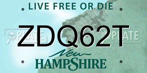 ZDQ62T New Hampshire License Plate