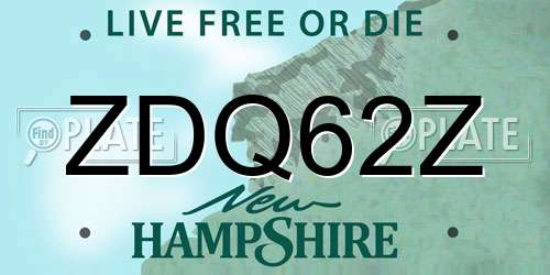 ZDQ62Z New Hampshire License Plate