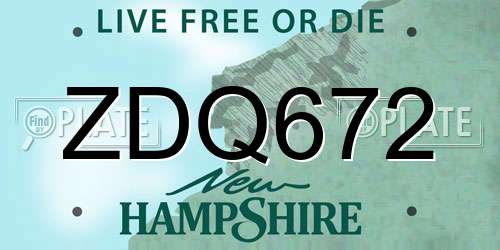ZDQ672 New Hampshire License Plate