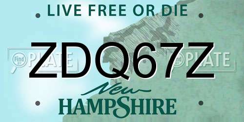 ZDQ67Z New Hampshire License Plate