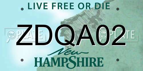 ZDQA02 New Hampshire License Plate