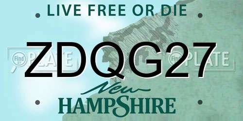 ZDQG27 New Hampshire License Plate