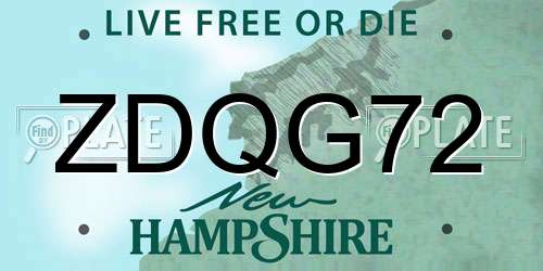 ZDQG72 New Hampshire License Plate