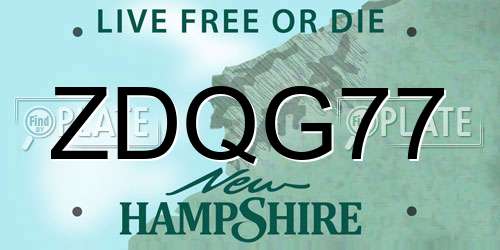 ZDQG77 New Hampshire License Plate