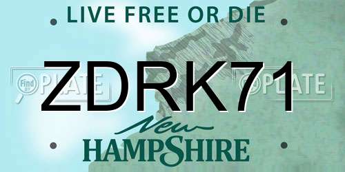 ZDRK71 New Hampshire License Plate