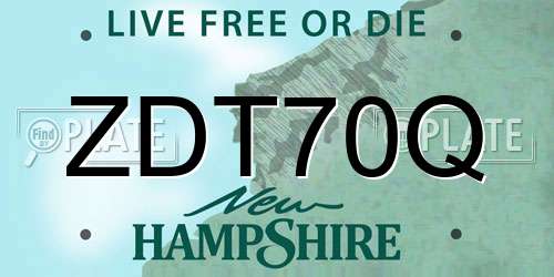 ZDT70Q New Hampshire License Plate