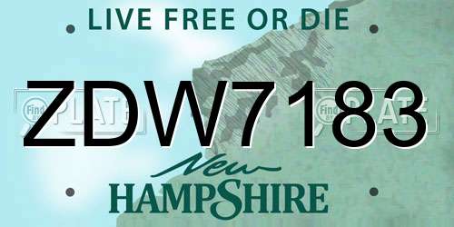 ZDW7183 New Hampshire License Plate