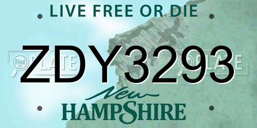 ZDY3293 New Hampshire License Plate