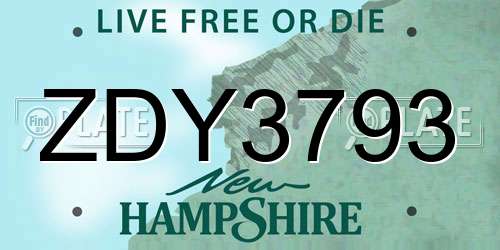 ZDY3793 New Hampshire License Plate