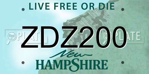 ZDZ200 New Hampshire License Plate