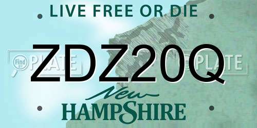 ZDZ20Q New Hampshire License Plate