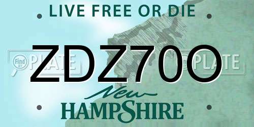 ZDZ70O New Hampshire License Plate