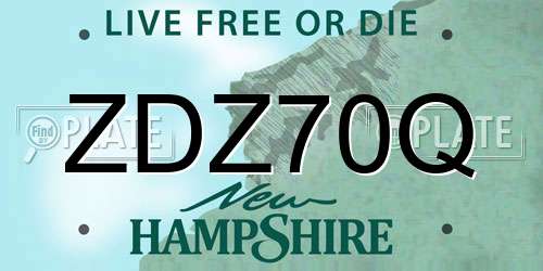 ZDZ70Q New Hampshire License Plate