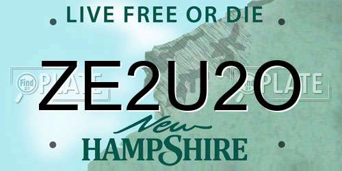 ZE2U2O New Hampshire License Plate