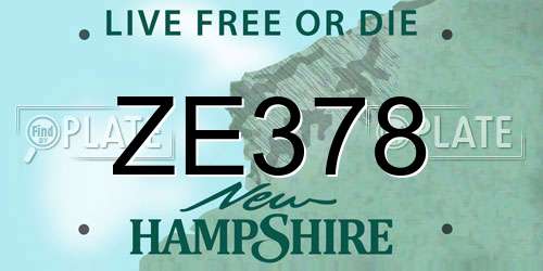 ZE378 New Hampshire License Plate