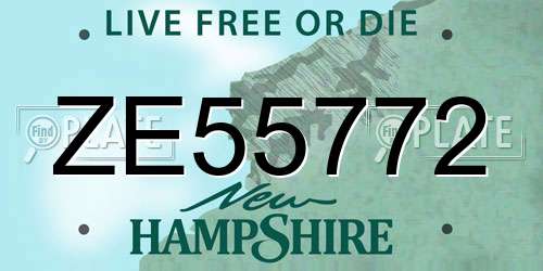 ZE55772 New Hampshire License Plate