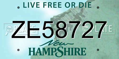 ZE58727 New Hampshire License Plate