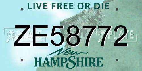 ZE58772 New Hampshire License Plate