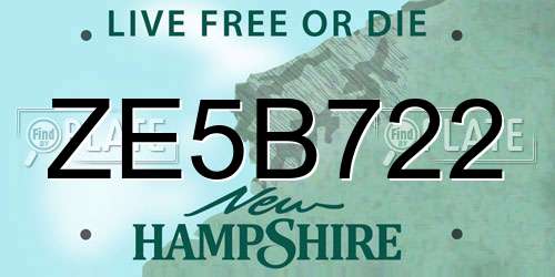 ZE5B722 New Hampshire License Plate