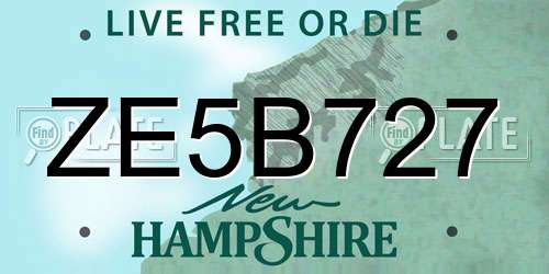 ZE5B727 New Hampshire License Plate