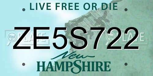 ZE5S722 New Hampshire License Plate