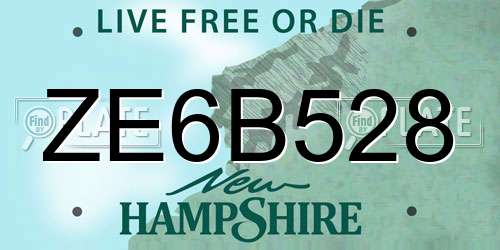 ZE6B528 New Hampshire License Plate