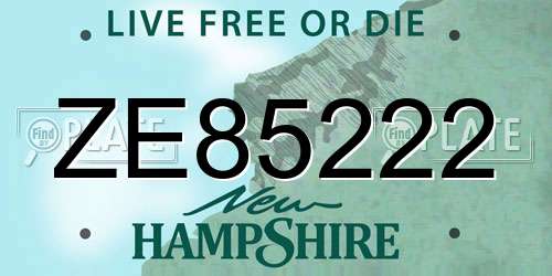 ZE85222 New Hampshire License Plate