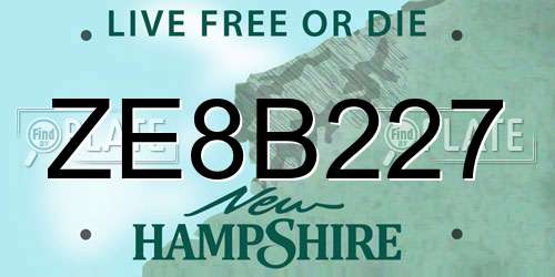 ZE8B227 New Hampshire License Plate