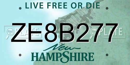 ZE8B277 New Hampshire License Plate