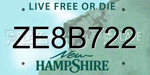 ZE8B722 New Hampshire License Plate