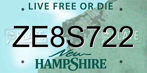 ZE8S722 New Hampshire License Plate