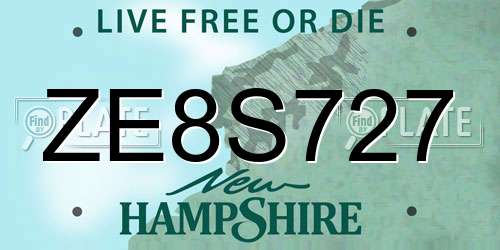 ZE8S727 New Hampshire License Plate