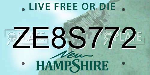 ZE8S772 New Hampshire License Plate