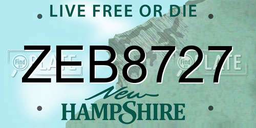 ZEB8727 New Hampshire License Plate