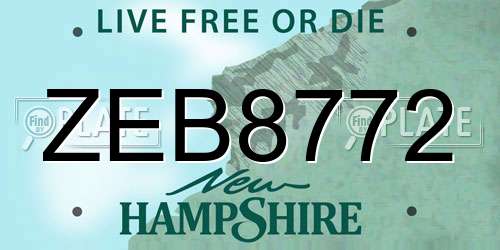 ZEB8772 New Hampshire License Plate