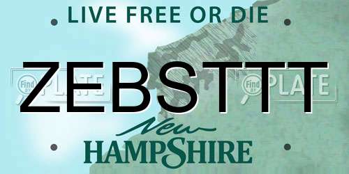 ZEBSTTT New Hampshire License Plate