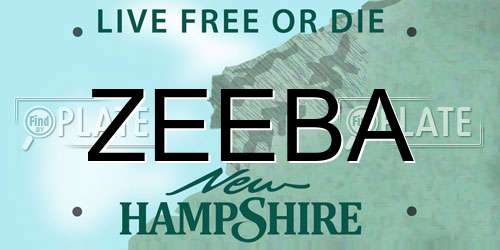 ZEEBA New Hampshire License Plate