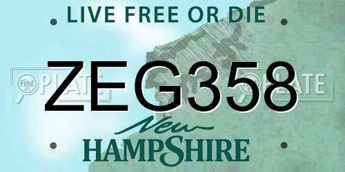 ZEG358 New Hampshire License Plate