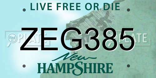 ZEG385 New Hampshire License Plate