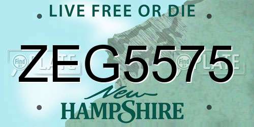 ZEG5575 New Hampshire License Plate