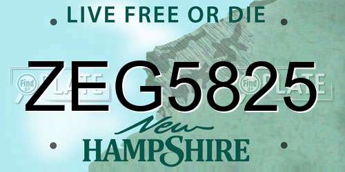 ZEG5825 New Hampshire License Plate